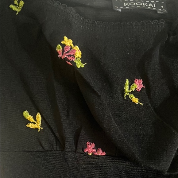 Kookai Black Top with Floral Embroidery - Picture 3 of 5